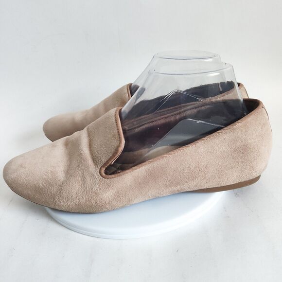 Birdies The Starling Boho Preppy 9.5 Latte Suede Loafers Flats Nuetral Camel Tan - Picture 3 of 10